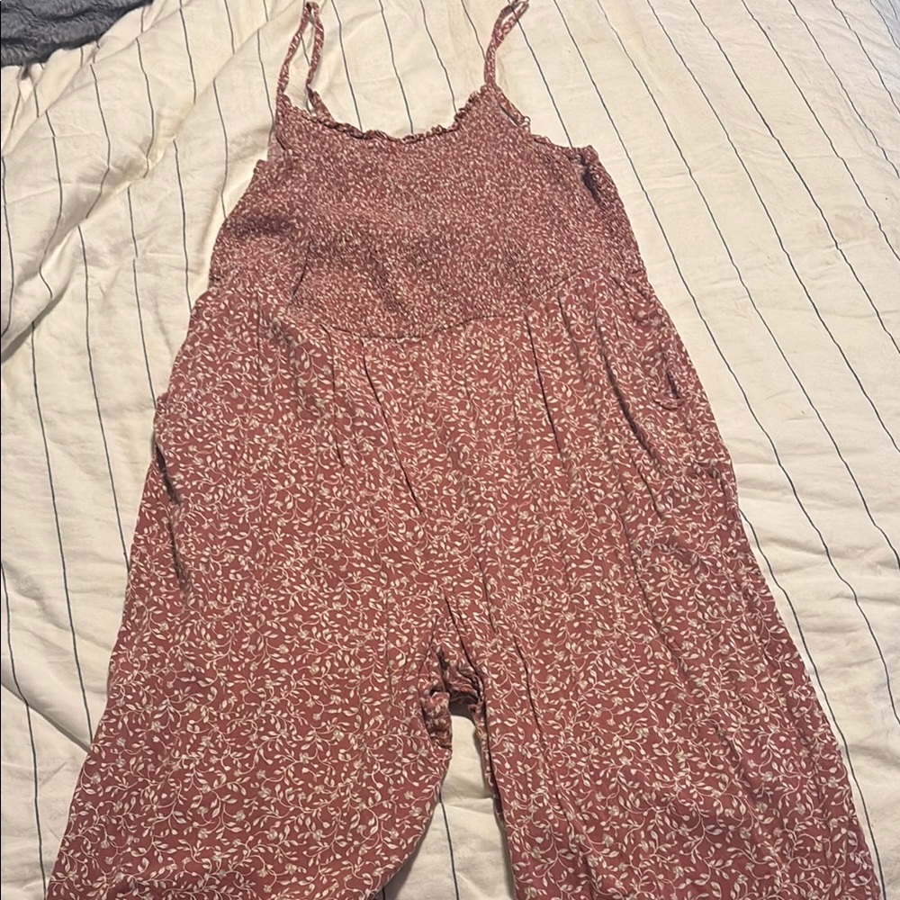 Old Navy Pink Floral Jumpsuit with Adjustable Straps